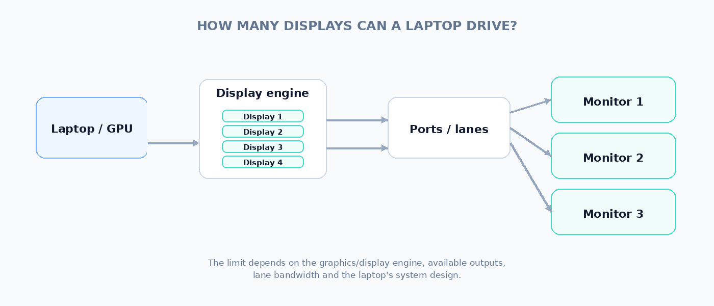 Factors determining how many displays a laptop can drive